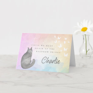 Gray Cat Rainbow Bridge Pet Loss Memorial Card