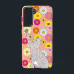 Gray Cat Reaching for Flowers Samsung Galaxy Case<br><div class="desc">Bring playful charm and color to your phone with the Gray Cat Reaching for Flowers Samsung Galaxy Case. Featuring a sweet gray cat stretching toward vibrant, colorful blooms on a soft light orange background, this design perfectly blends feline curiosity with cheerful floral elegance. Ideal for cat lovers, nature enthusiasts, and...</div>