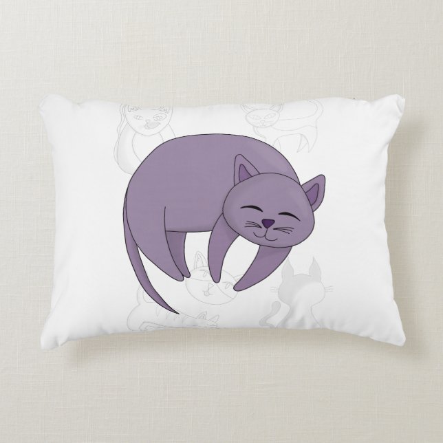 Gray Cat Sleeping and Kitten Doodles Duvet Cover Decorative Cushion (Front)