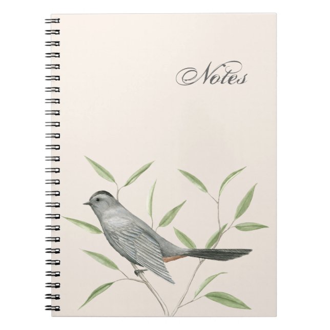 Gray Catbird Customizable Bird Art Notebook (Front)