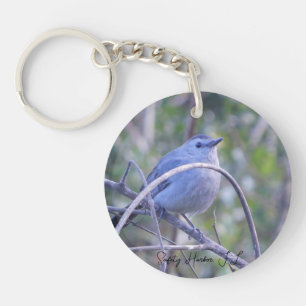 Gray Catbird On Branch Safety Harbor Key Ring