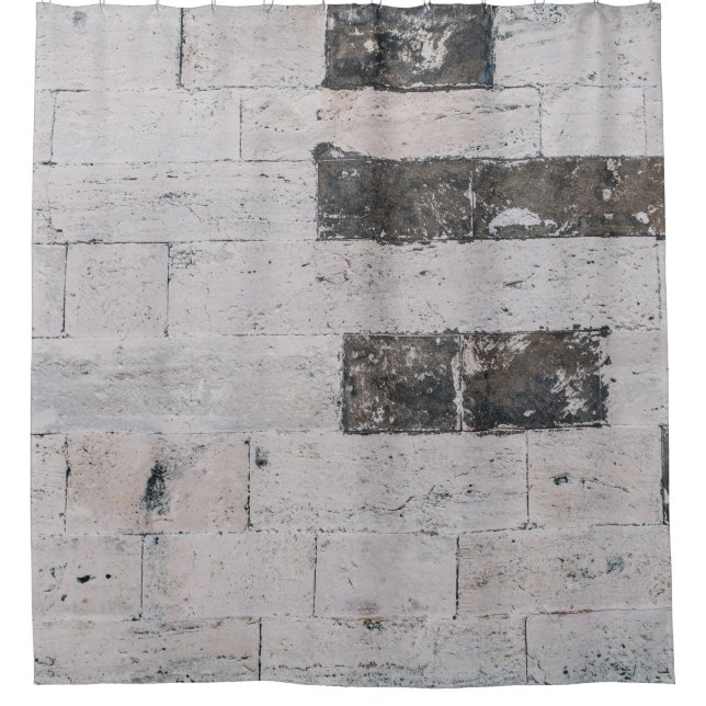 Gray cement wall shower curtain (Front)