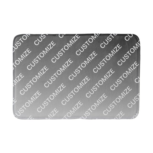 Gray (changeable color) Ombre & Text Pattern Bath Mat (Front)