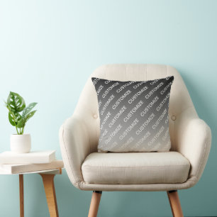 Gray (changeable color) Ombre & Text Pattern Cushion