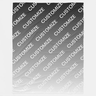 Gray (changeable color) Ombre & Text Pattern Fleece Blanket