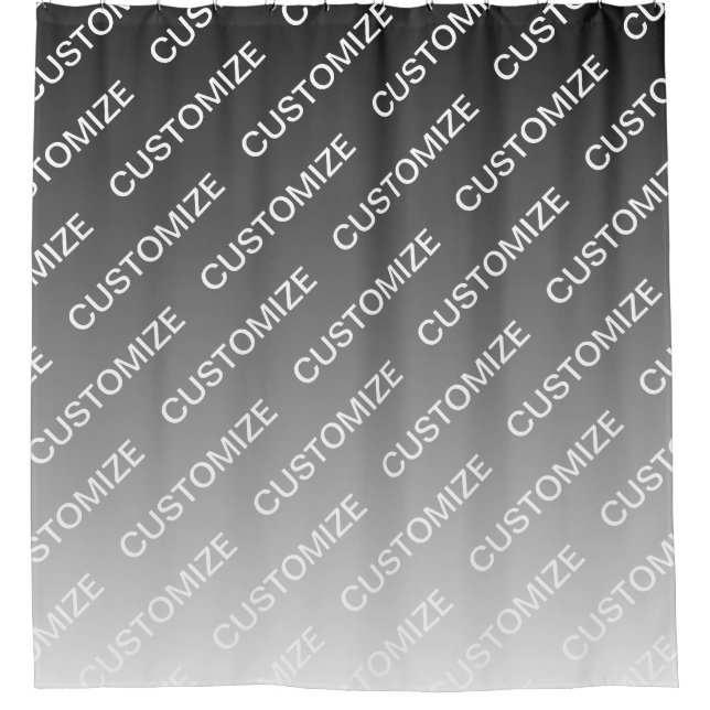Gray (changeable color) Ombre & Text Pattern Shower Curtain (Front)