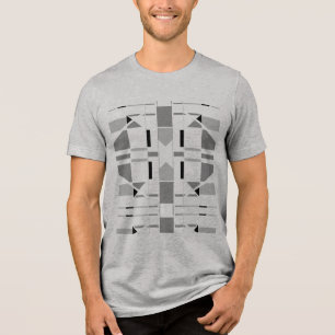 Gray Charcoal Black Geometric Southwest MCM Look  Tri-Blend Shirt