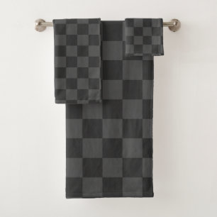 Gray Checkerboard Bath Towel Set