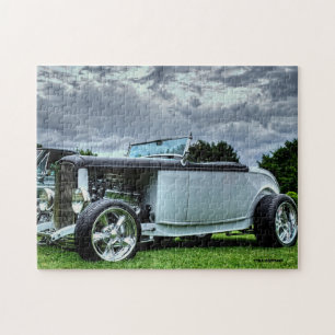Gray Classic Roadster Antique Car Jigsaw Puzzle