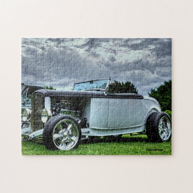 Gray Classic Roadster Antique Car Jigsaw Puzzle (Horizontal)