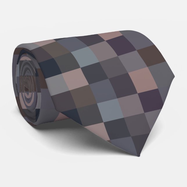 Gray Color Checkerboard Tie (Rolled)