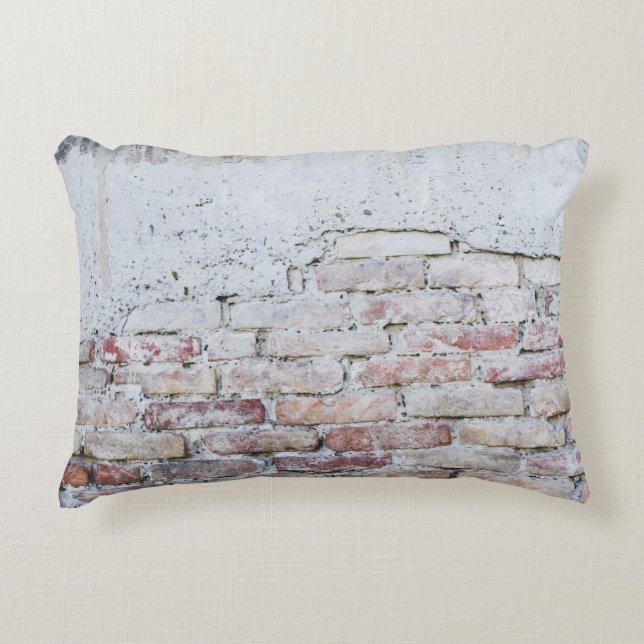 Gray concrete bricks wall decorative cushion (Front)
