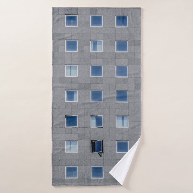 Gray concrete building photography bath towel (Bath Towel)