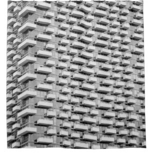 Gray concrete building shower curtain