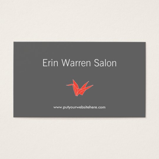 GRAY & CORAL ORIGAMI CRANE Business Card