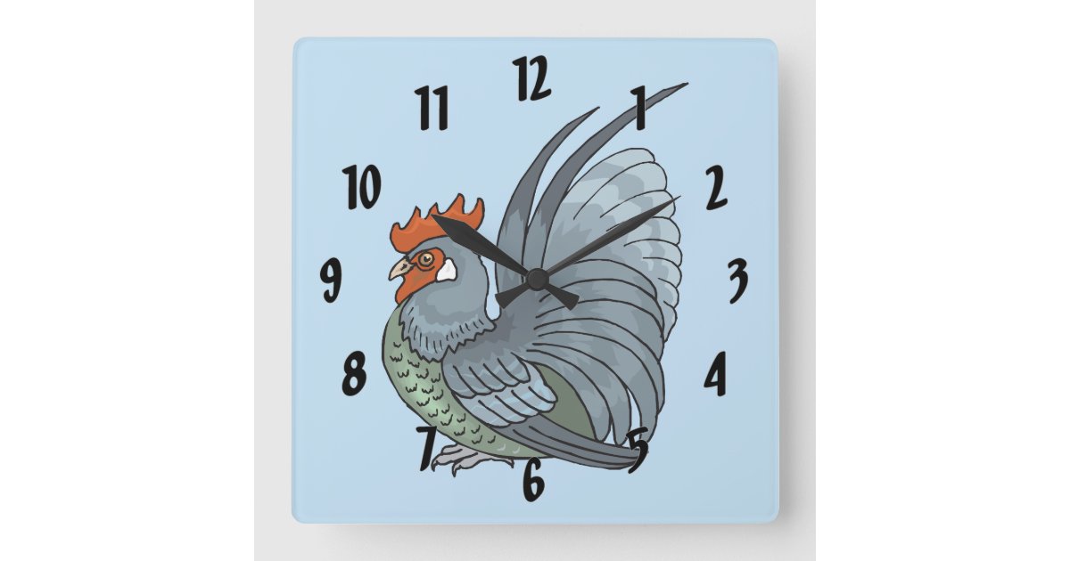 Gray Country Rooster Square Wall Clock Zazzle