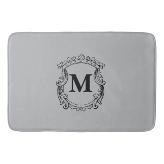 Gray Custom Monogram Crest Bath Mat