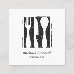Gray Cutlery Chef Catering Restaurant Social icon Square Business Card