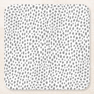 Gray Dalmatian Spots (gray/white) Square Paper Coaster