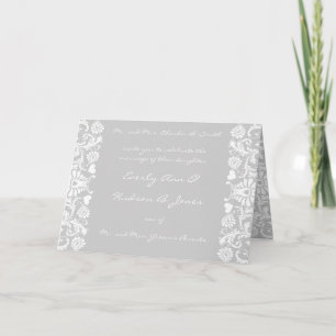 Gray Damask Wedding You Choose Color Invitation