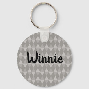Gray Diamond Pattern Key Ring