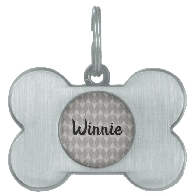 Gray Diamond Pattern Pet ID Tag (Front)