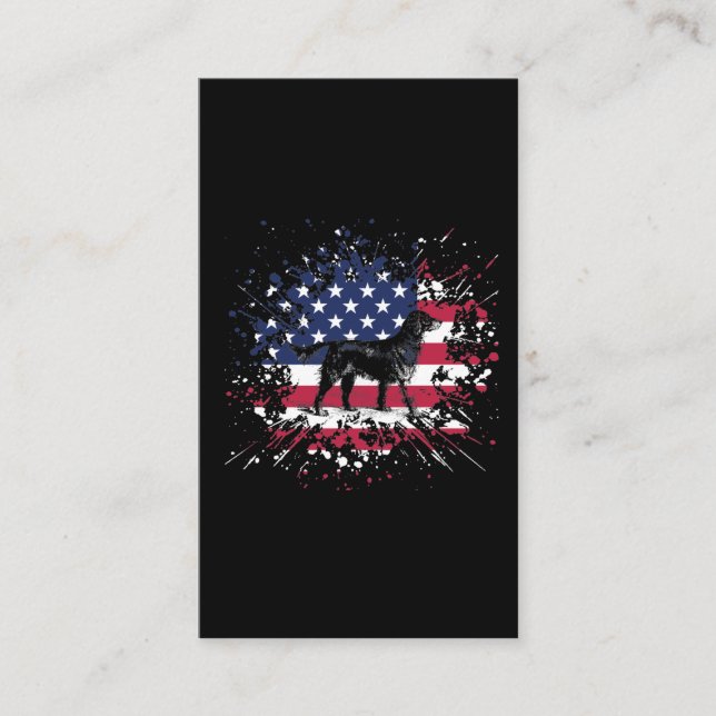 Gray Dog American Flag USA Patriotic Dog Lover Business Card (Front)