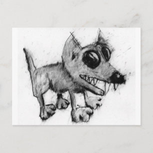 gray dog postcard