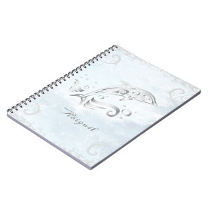 Gray Dolphin Personalized Notebook