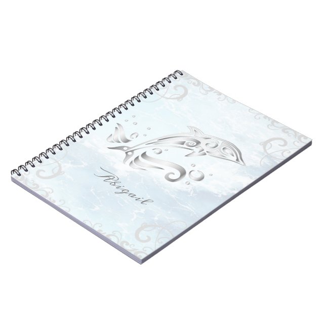 Gray Dolphin Personalized Notebook (Left Side)