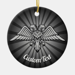 Gray Eagle with two Heads Ceramic Ornament