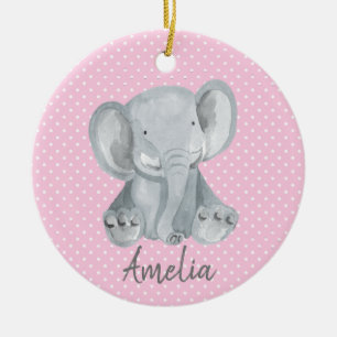 Gray Elephant Ceramic Ornament
