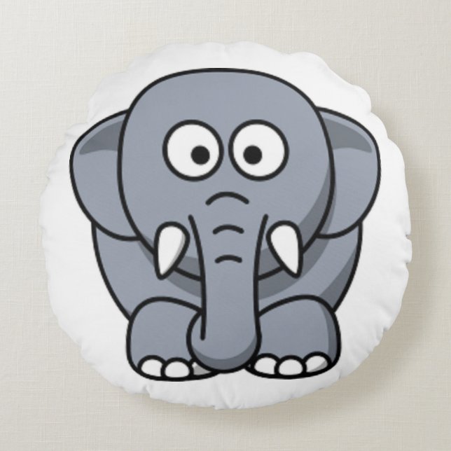 GRAY ELEPHANT ROUND CUSHION (Front)