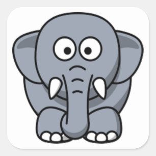 GRAY ELEPHANT SQUARE STICKER