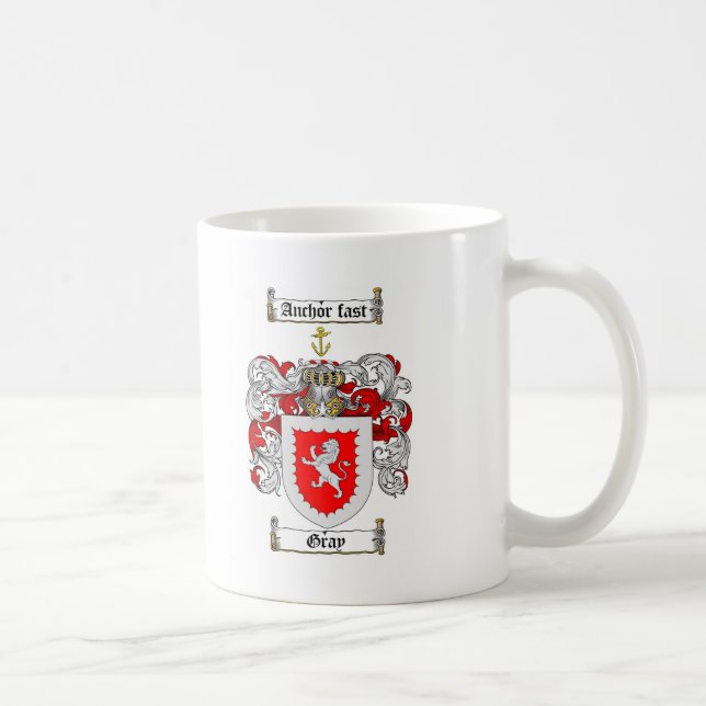 GRAY FAMILY CREST -  GRAY COAT OF ARMS COFFEE MUG (Right)