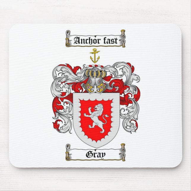 GRAY FAMILY CREST -  GRAY COAT OF ARMS MOUSE MAT (Front)