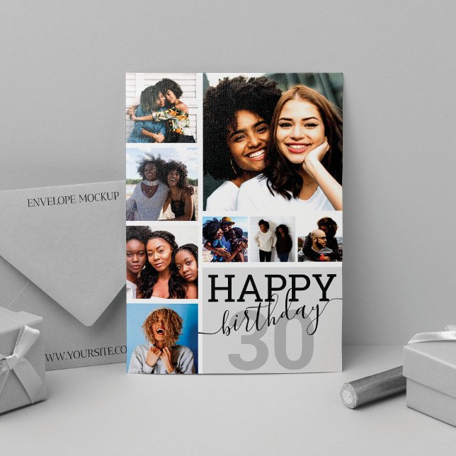 Gray Family Friends Photo Collage Happy Birthday Card (Creator Uploaded)