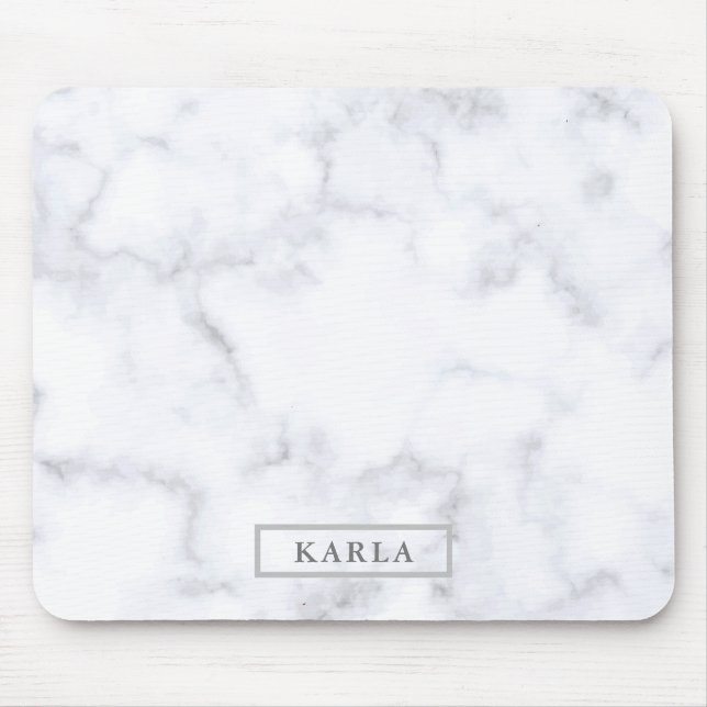 Gray faux marble texture background mouse mat (Front)