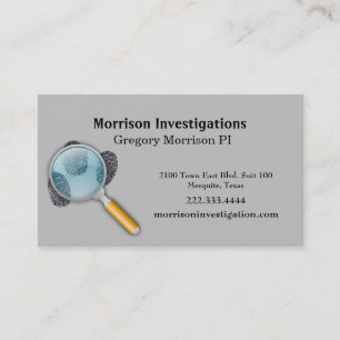 Gray Finger Prints Private Investigation  Business Card