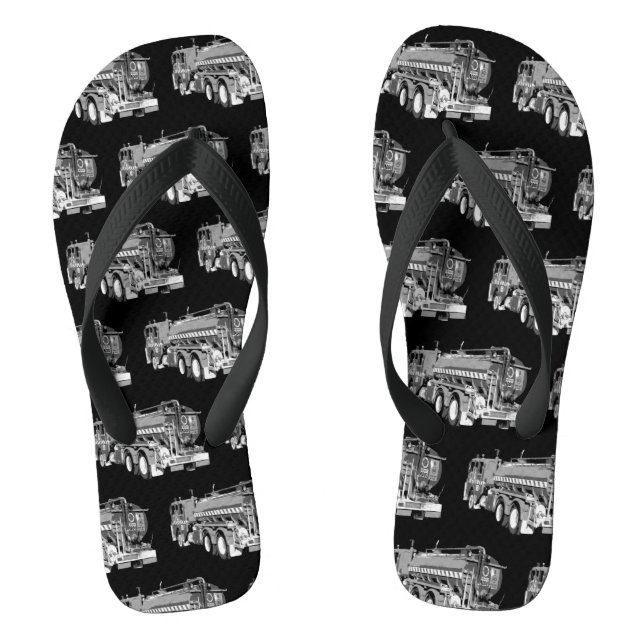 Gray Fire Trucks Oil Painted, Flip Flops (Footbed)