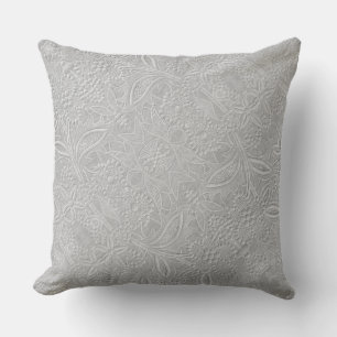 Gray Floral Embossed Look Cushion