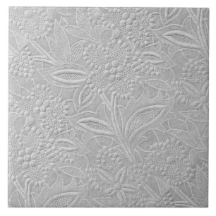 Gray Floral Embossed Look Tile