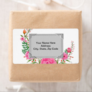 Gray  Floral Monogram Labels