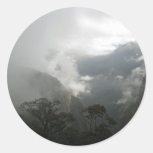 Gray Foggy Clouds above the Mountains Classic Round Sticker