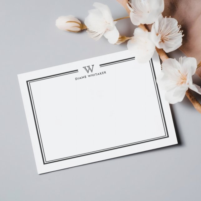 GRAY Formal Classic Family Monogram Double Frame Card (Creator Uploaded)