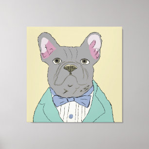 Gray French Bulldog Canvas Print