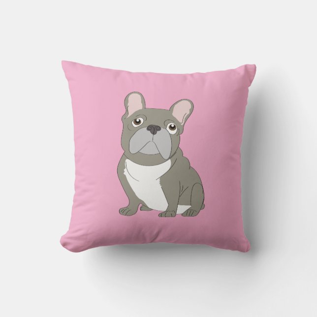 Gray French Bulldog Cushion (Front)