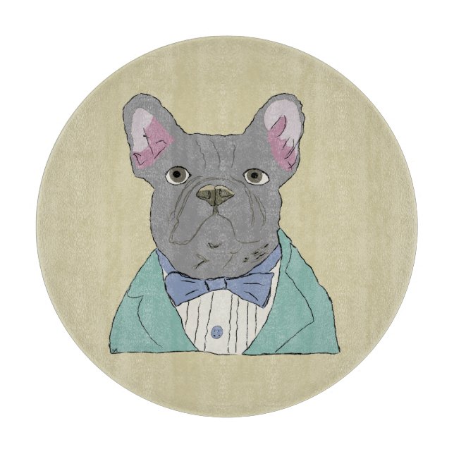 Gray French Bulldog Cutting Board (Front)