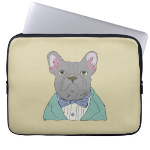 Gray French Bulldog Laptop Sleeve