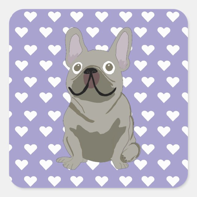 Gray French Bulldog Square Sticker (Front)
